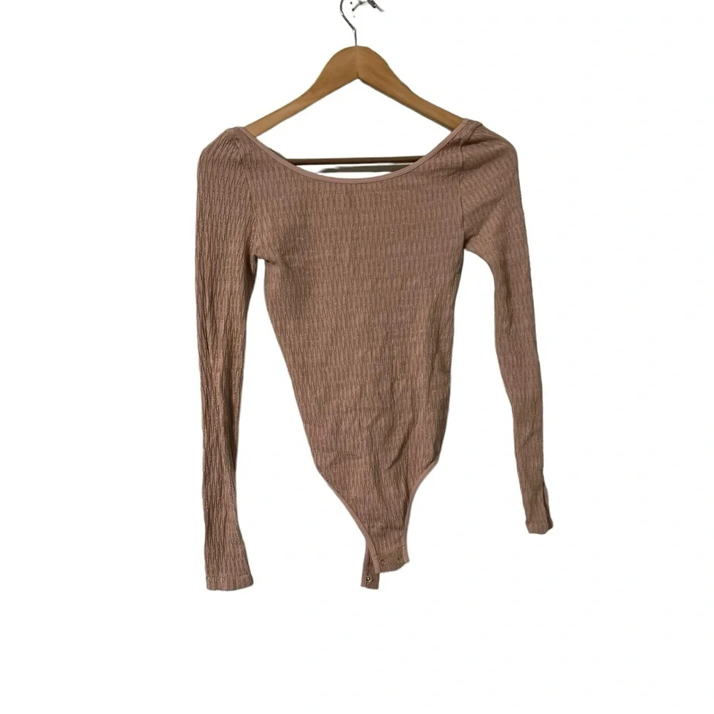 FREE PEOPLE Intimately Sprinkled In Gold Long Sleeve Bodysuit Top